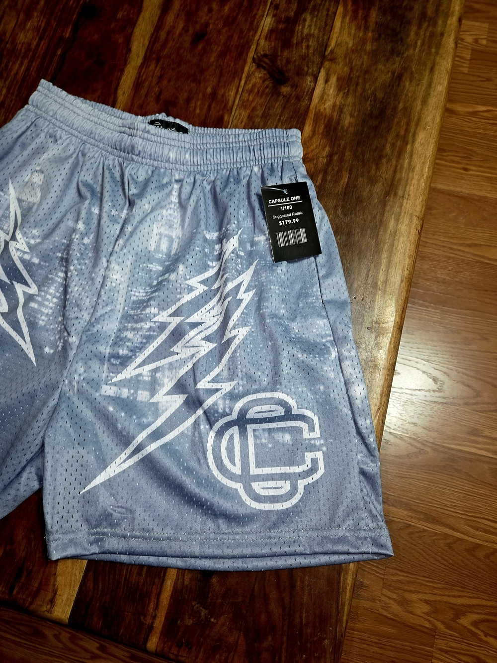 Corrupted Creative Men's Light Blue Athletic Mesh Shorts - Picture 2 of 8